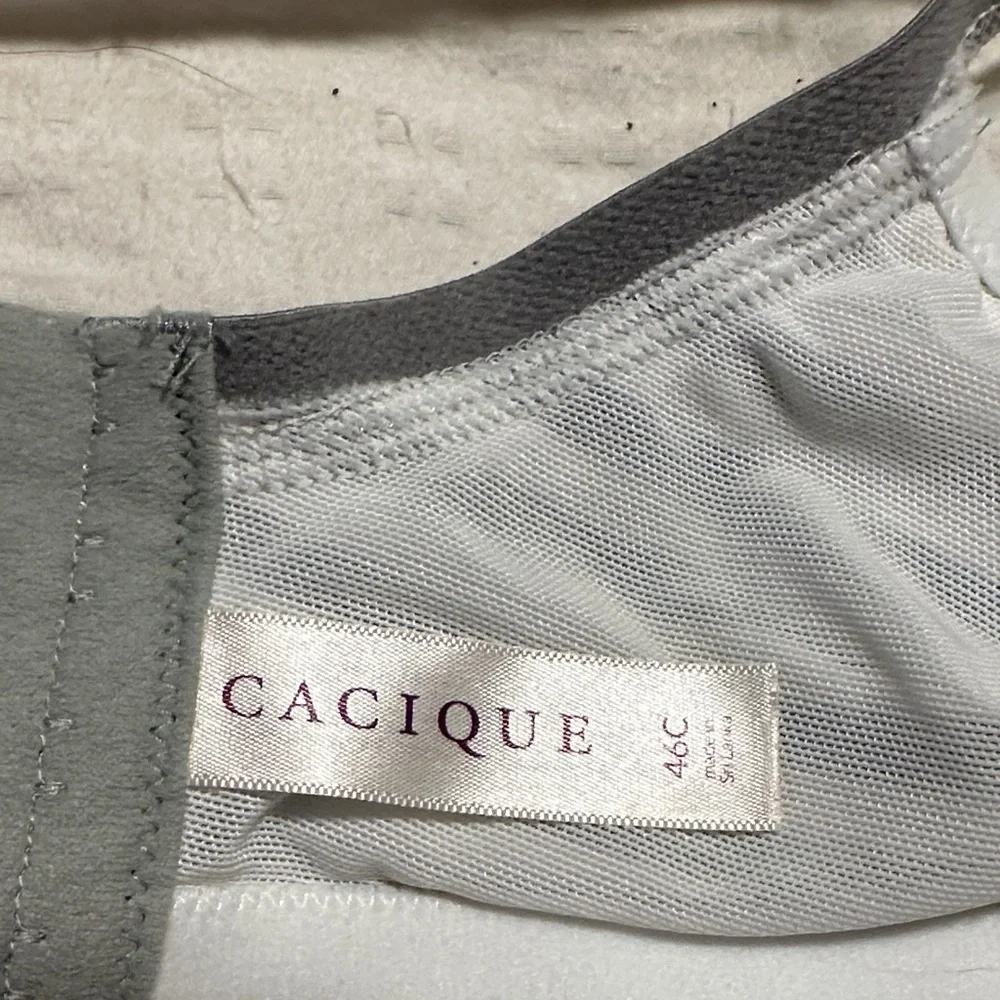Cacique Gray and White Striped‎ Bra